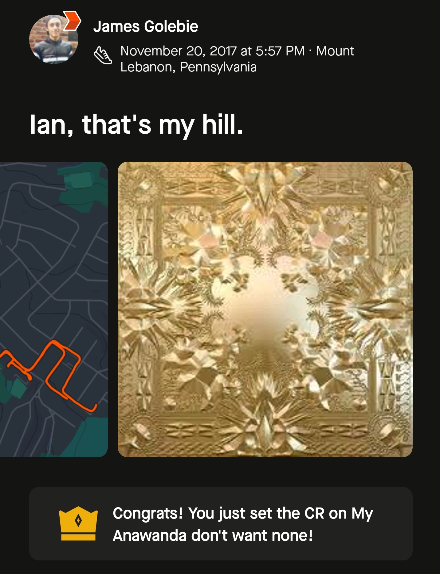 Ian, that's my hill